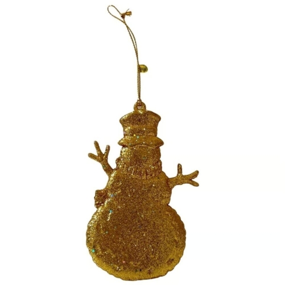 Snowman Ornament Gold Glitter Snowman Christmas Ornament Xmas Ornament - Picture 3 of 3